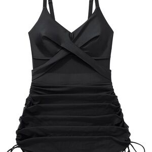 SUUKSESS Women One Piece Swim Dress Tummy Control Swimsuit